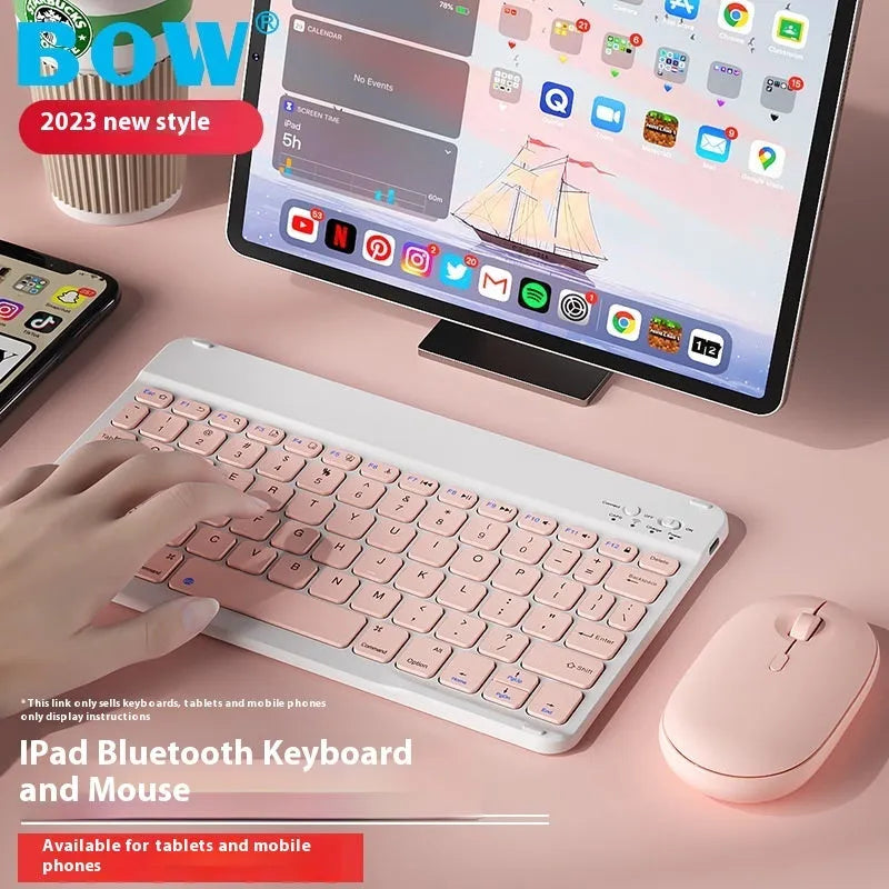 Slim Bluetooth wireless keyboard for tablets in Elegant White colour with USB charging cable
