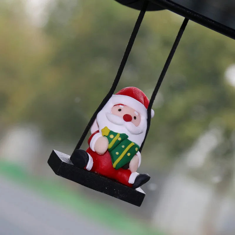 Resin Christmas car rearview mirror pendant with cartoon Santa Claus design, 4.5 x 3 x 5cm, 20g