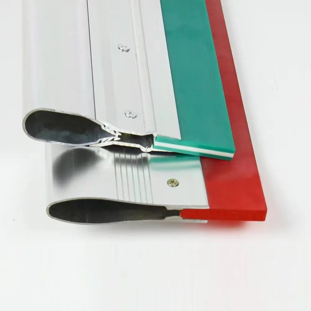 Green aluminium alloy squeegee with scratch handle, 50cm long with 10cm wide metal blade