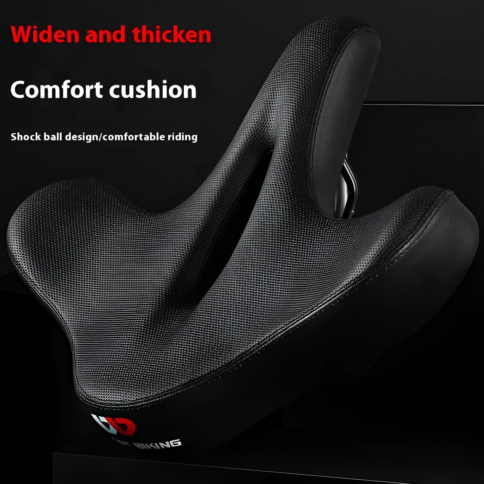 Black bicycle seat cushion made of leather and thick foam