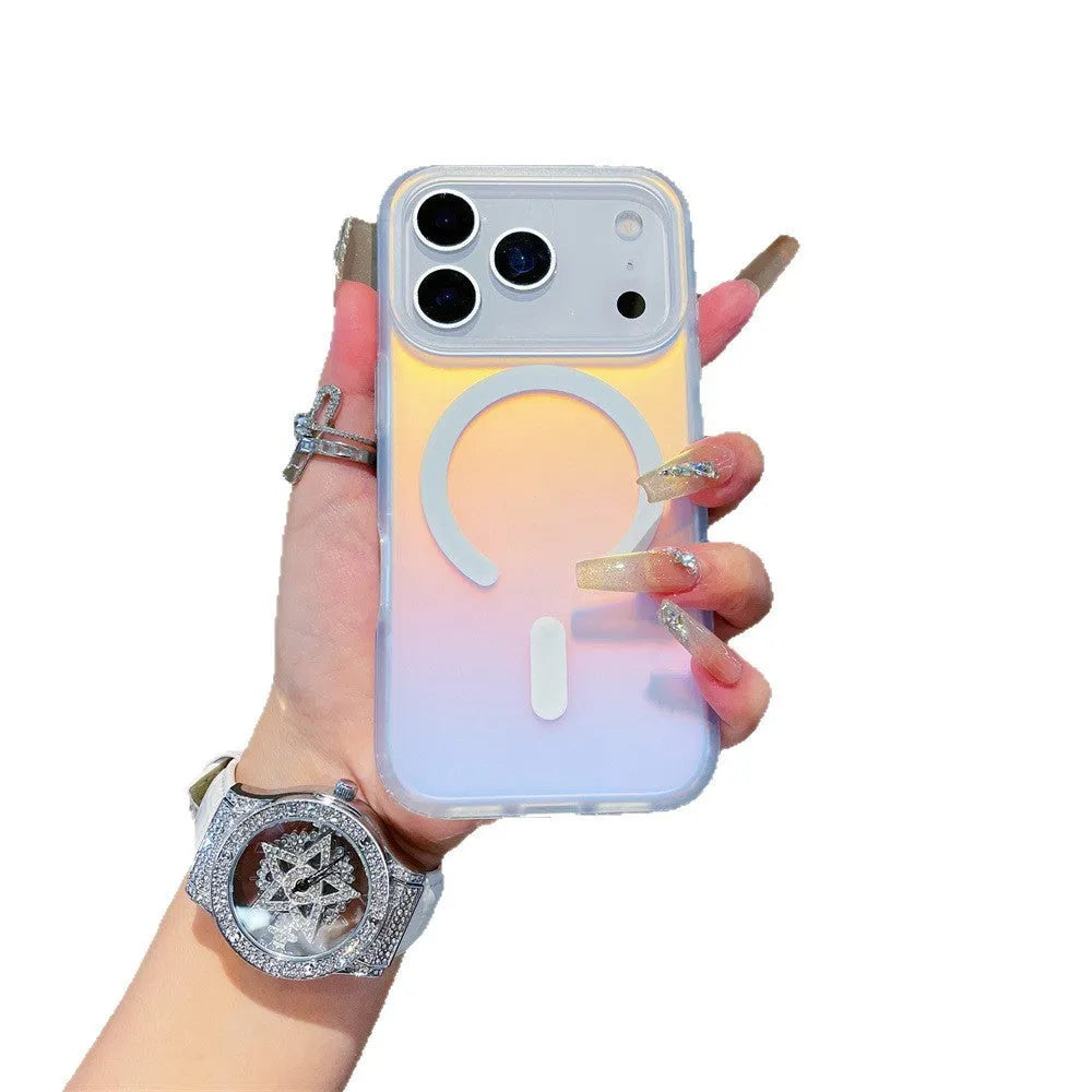 Laser gradient frosted magnetic phone case for iPhone 17 in TPU+PC material