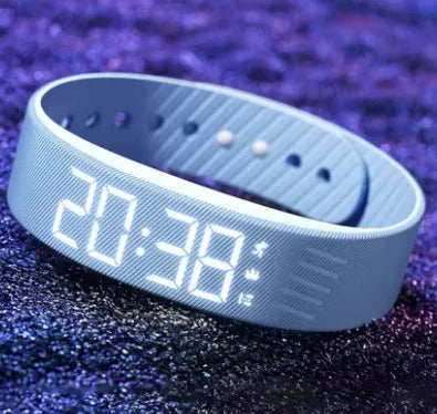 3D smart sports pedometer bracelet with 1.8 inch screen on a wrist, food grade silicone band in rose red
