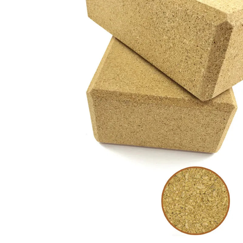 Natural cork colour high density EVA foam yoga brick measuring 24x16x8.8cm for fitness and stretching. Single block.