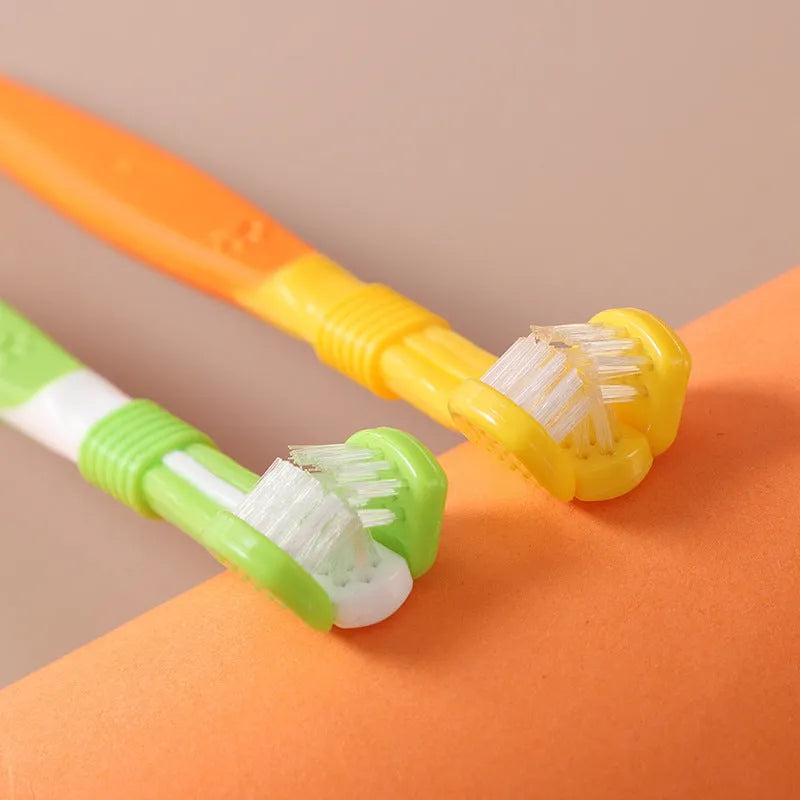 Pet toothbrush for dogs and cats in various colours including orange, dark green and yellow options