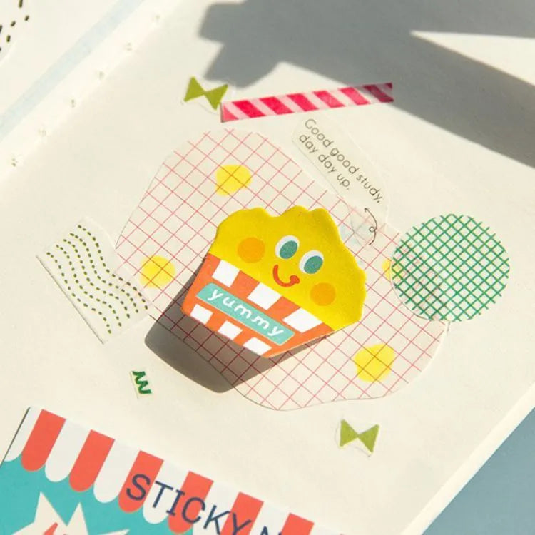 Halloween Post-it notes with pumpkin pattern showing 90x90mm size and removable adhesive