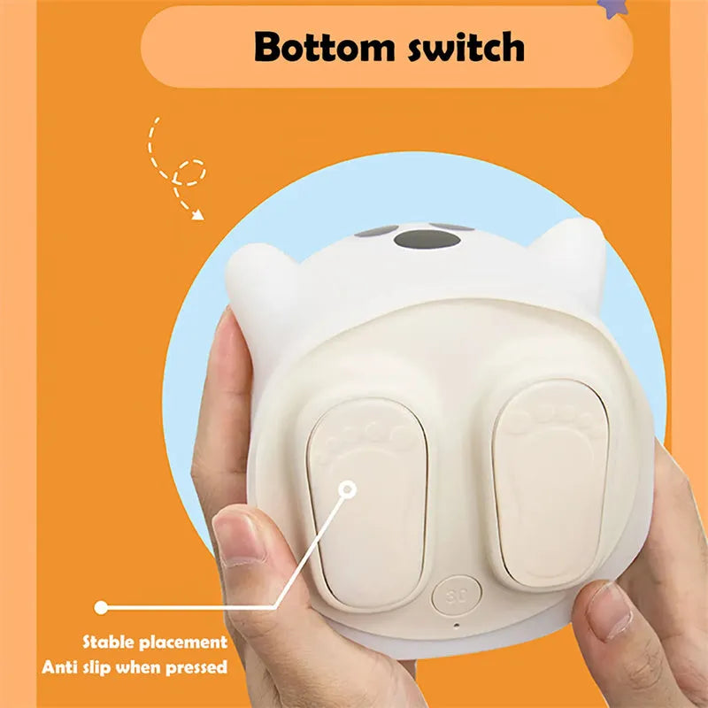 White silicone LED night light with touch sensor base and portable handheld design