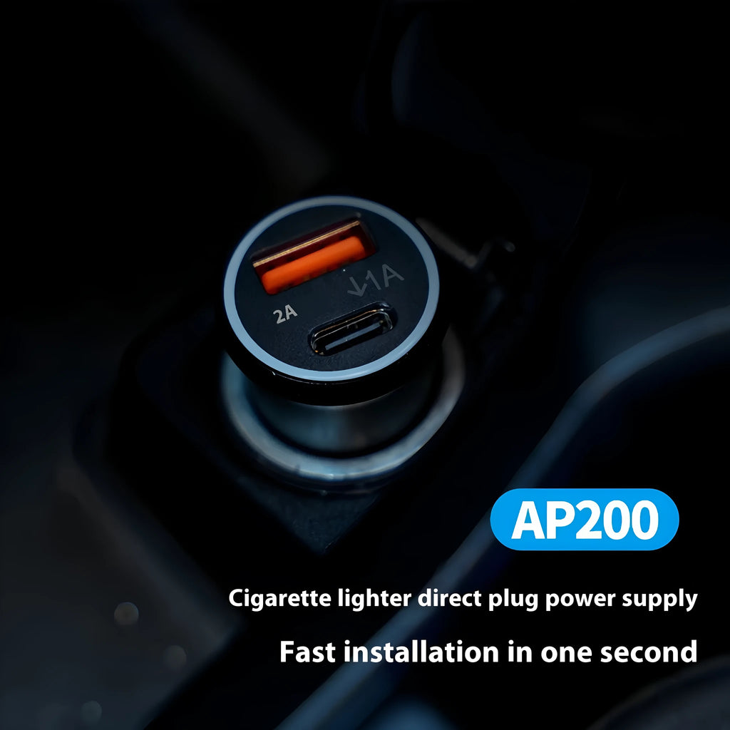 Black ABS plastic car charger GPS locator for vehicle tracking and anti-theft security.
