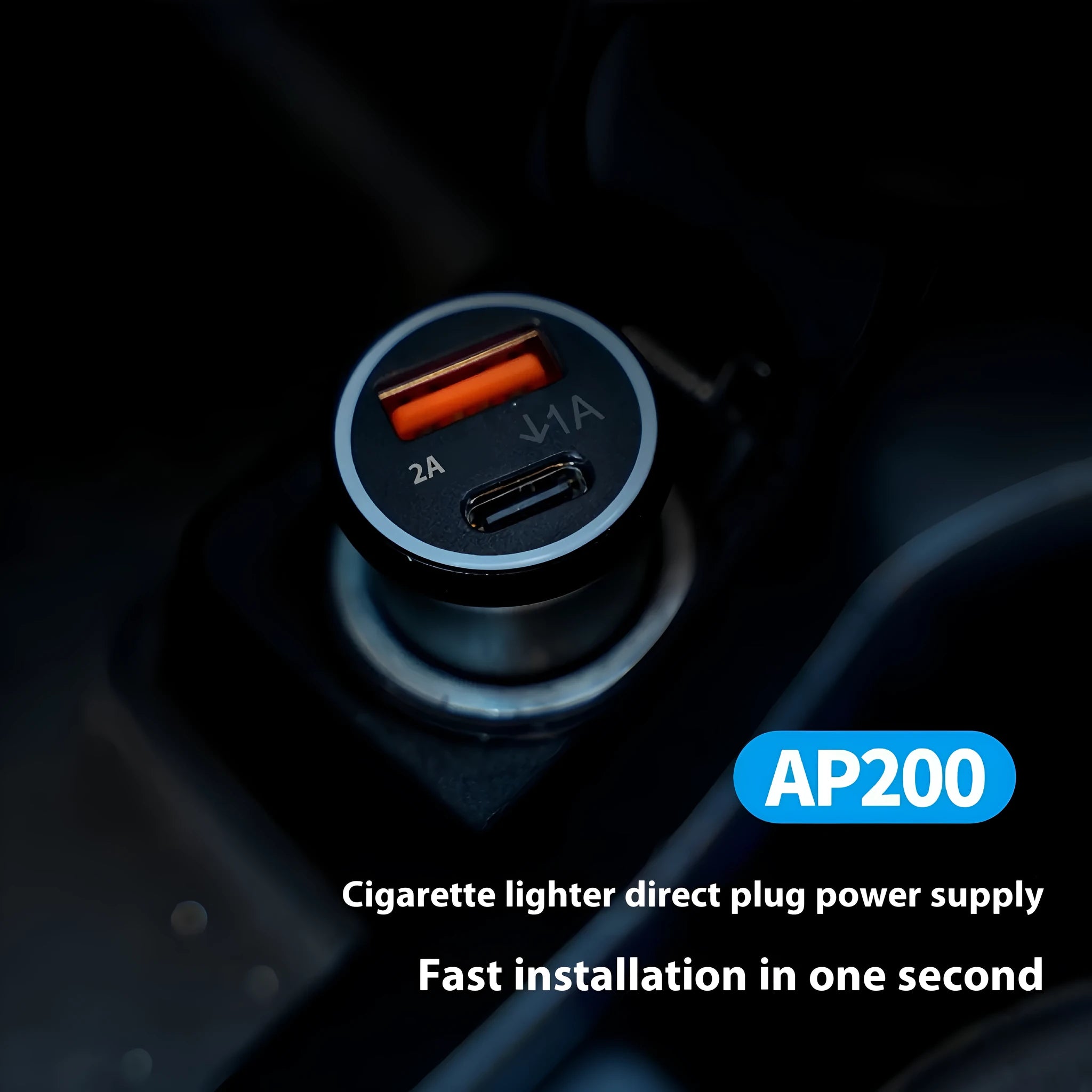 Black ABS plastic car charger GPS locator for vehicle tracking and anti-theft security.