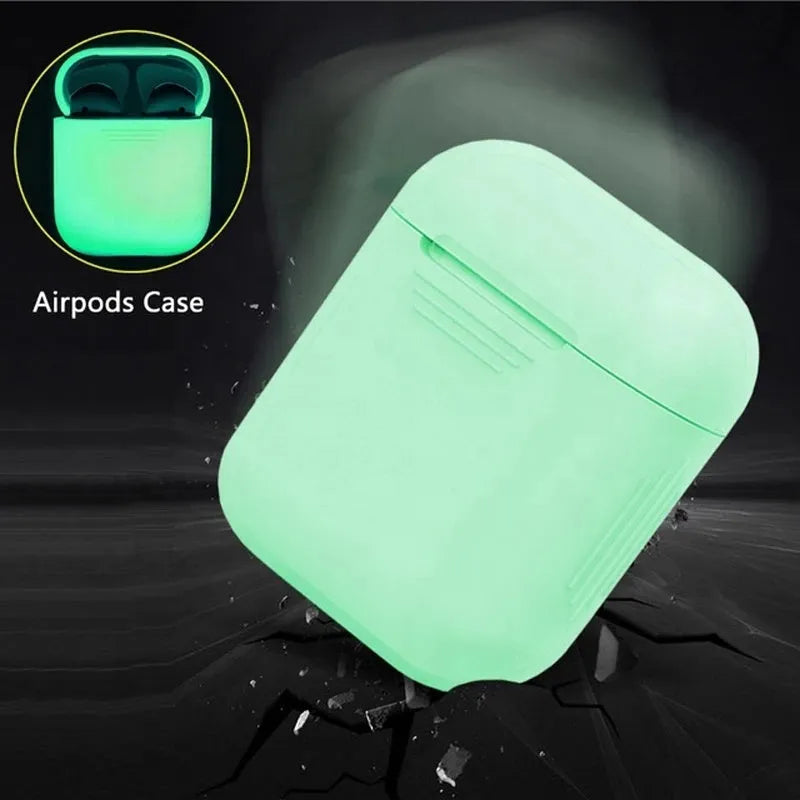 Luminous solid colour silicone flip-top protective case for Apple AirPods.