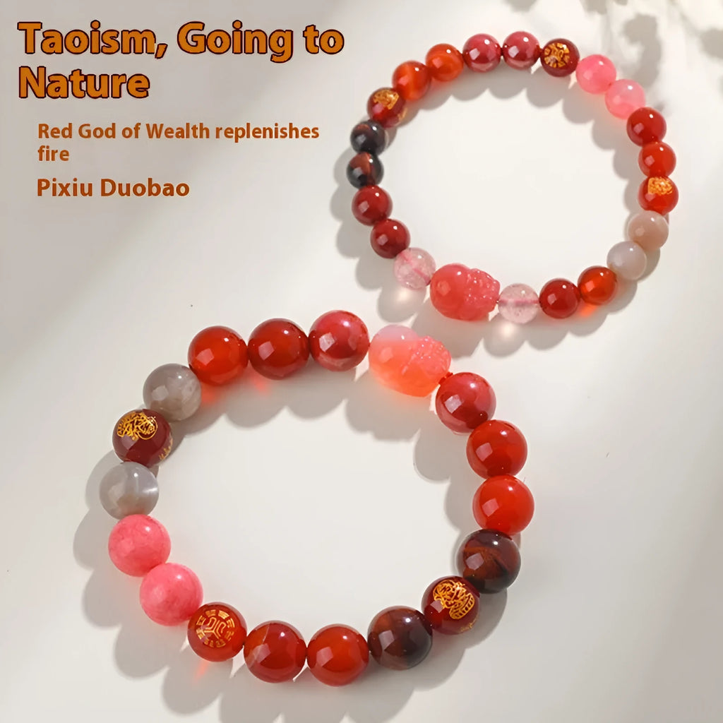 Handmade Five Elements crystal bracelet showing national style design with geometric shapes