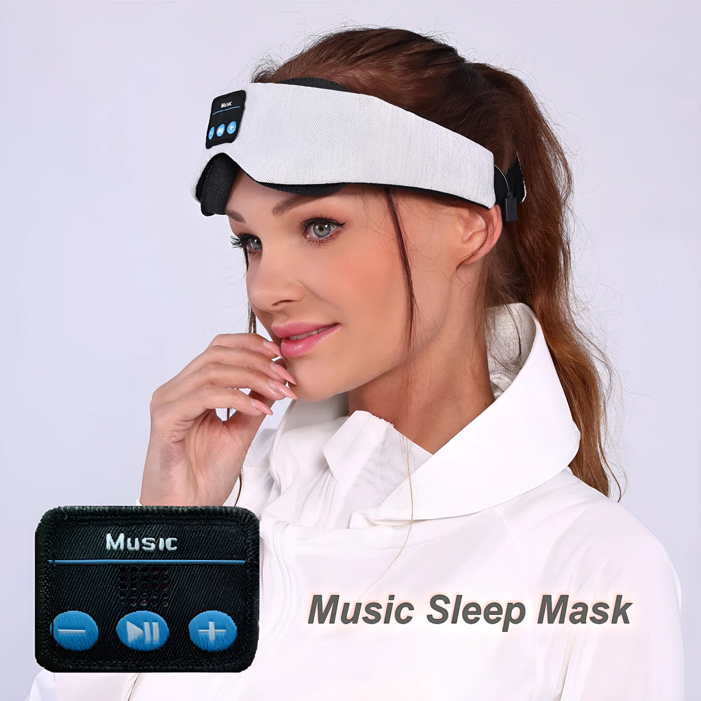 Grey outline Bluetooth sleeping eye mask with polyester construction