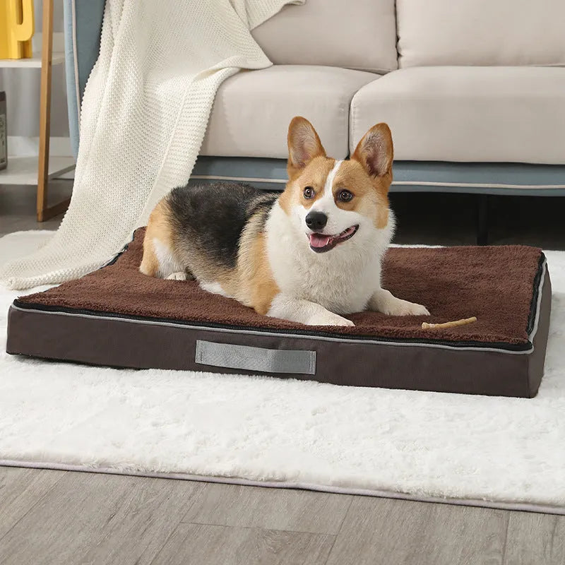 Removable washable memory sponge pet mat for dogs with brown Shu cotton velvet cover