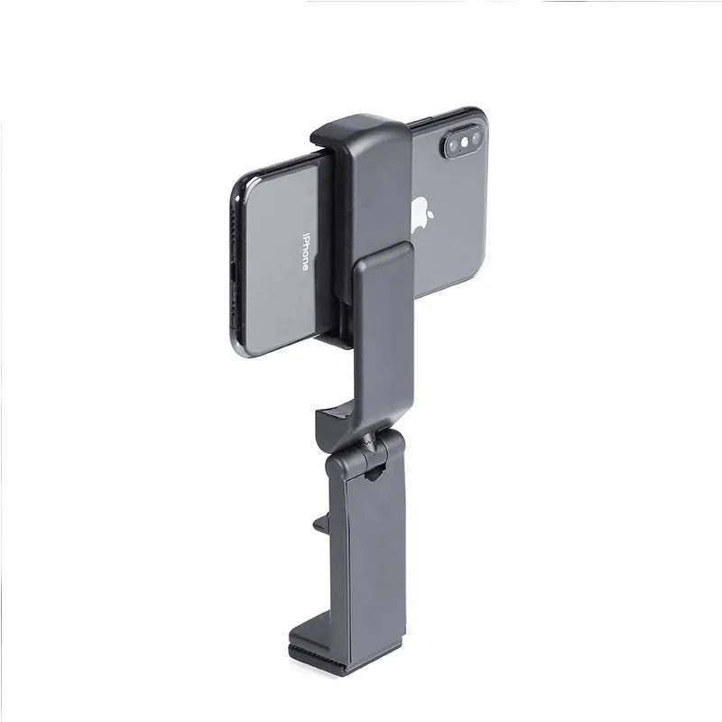 H22 Black 360-degree rotary collapsible desktop phone holder showing rotational mechanism