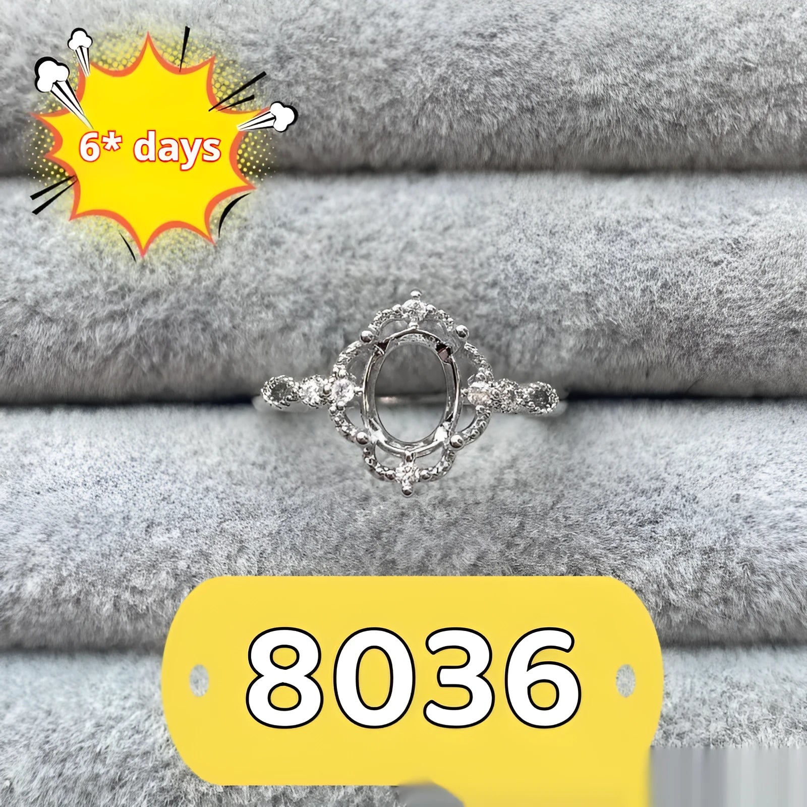 Oval denier ring ornament with 6*8mm stone and five-pointed star elements on electroplated copper