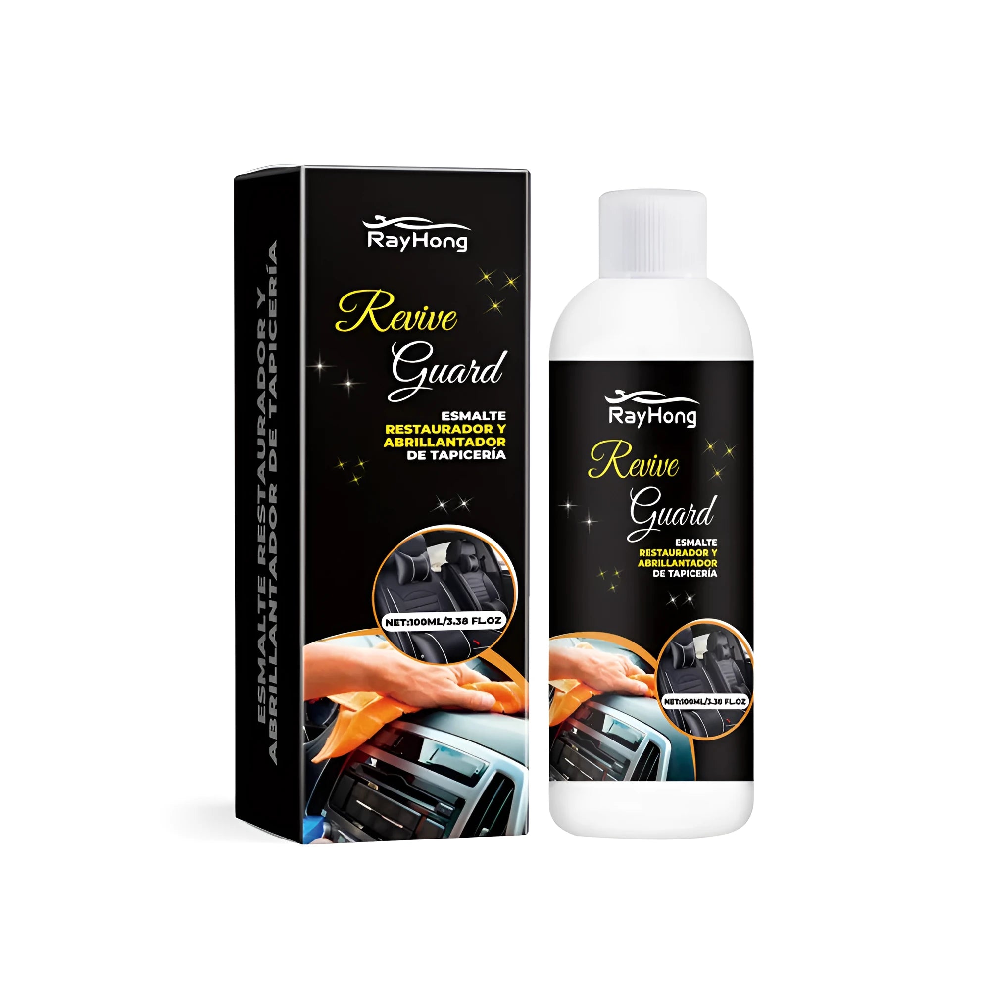 Compact box of automotive polish for car interior repair and maintenance.
