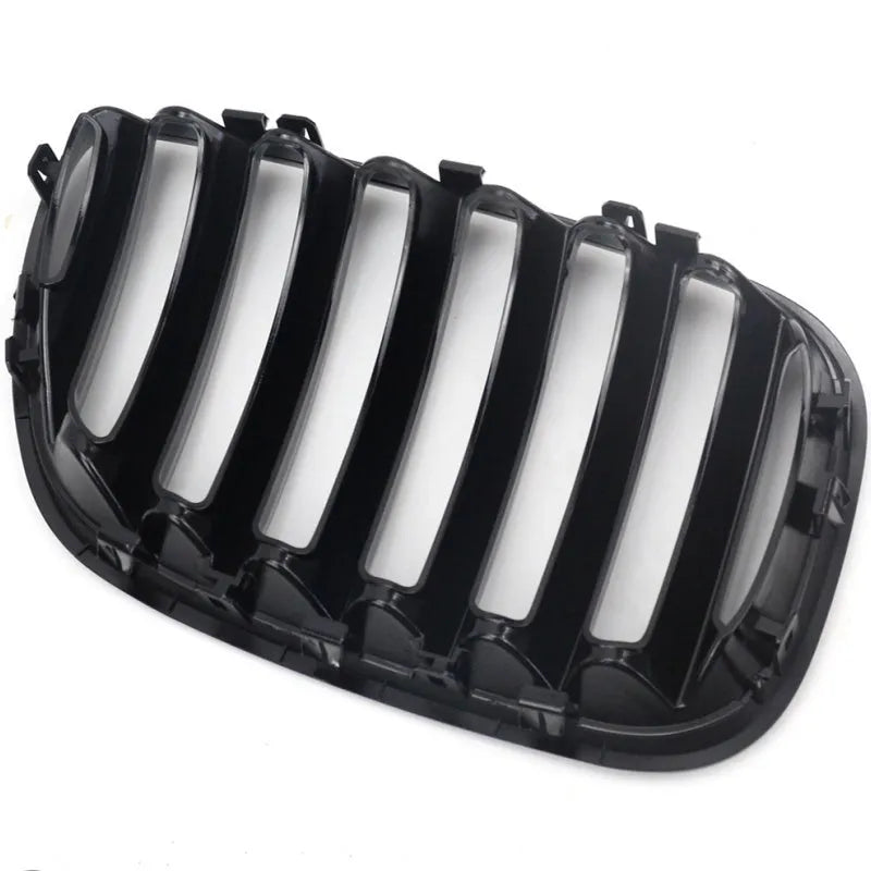 Pair of bright black ABS plastic BMW X5 E53 medium mesh front grille inserts