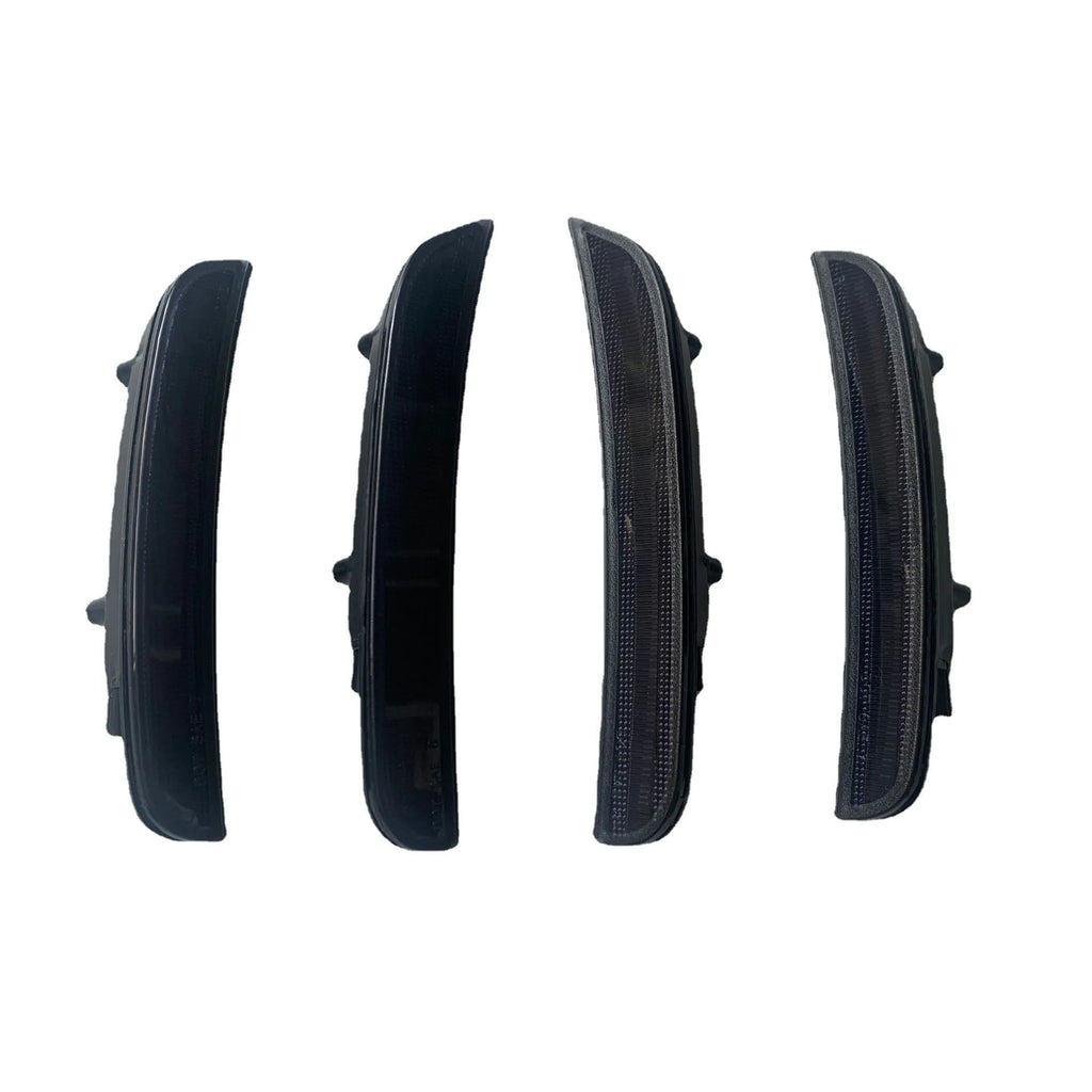 Dodge Challenger 2015-2020 replacement side turn signal light set showing front yellow and rear red units.