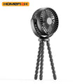 HOMEFISH F2 handheld fan with automatic shake head, LED light, and removable mounting bracket.