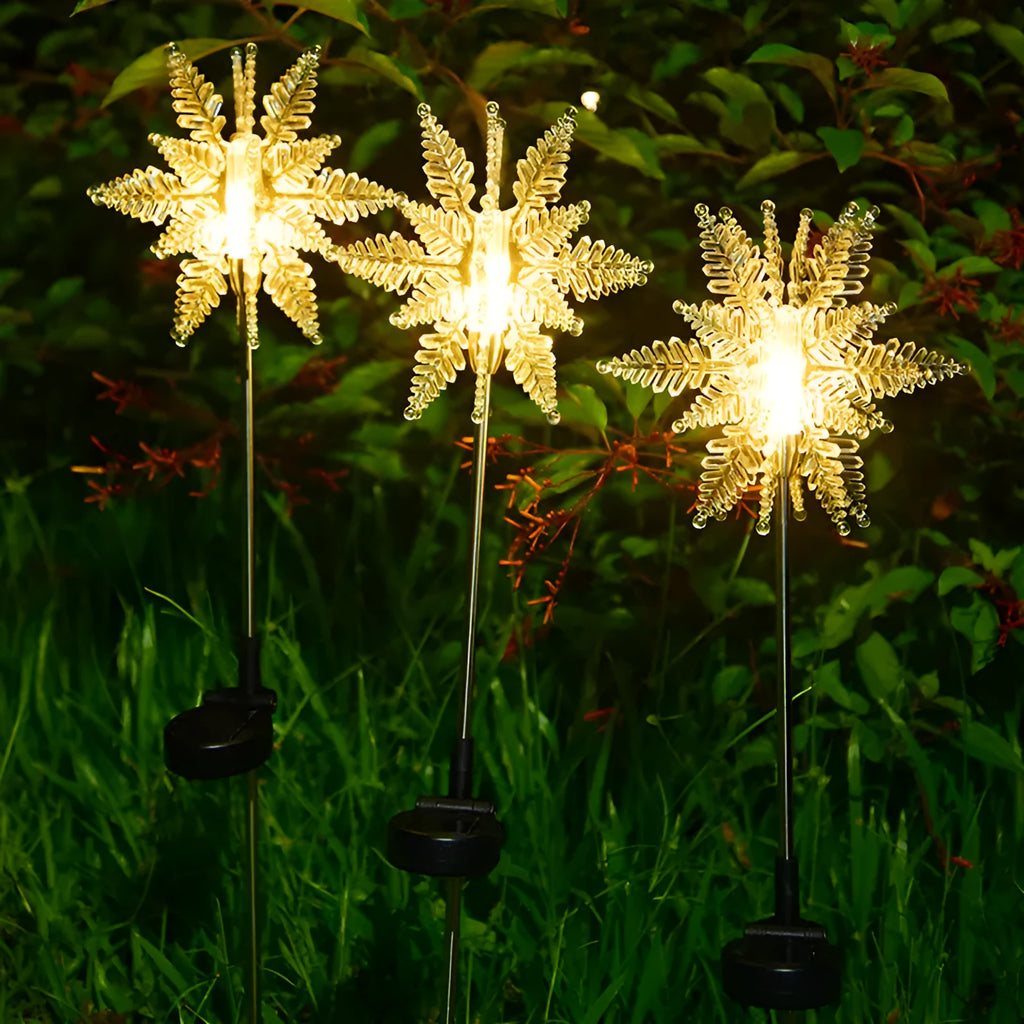 LED solar snowflake light outdoor waterproof warm light garden lawn lamp