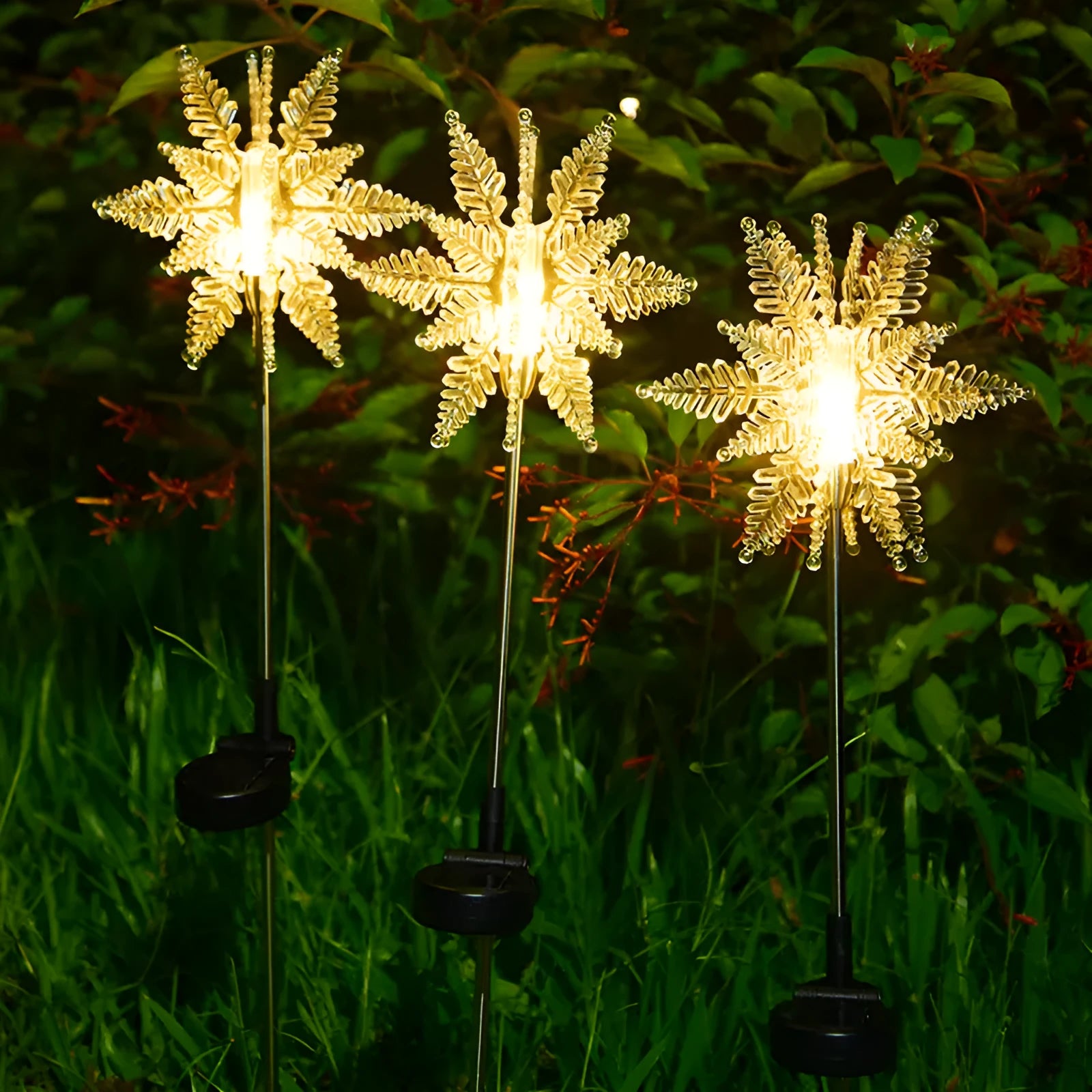 LED solar snowflake light outdoor waterproof warm light garden lawn lamp