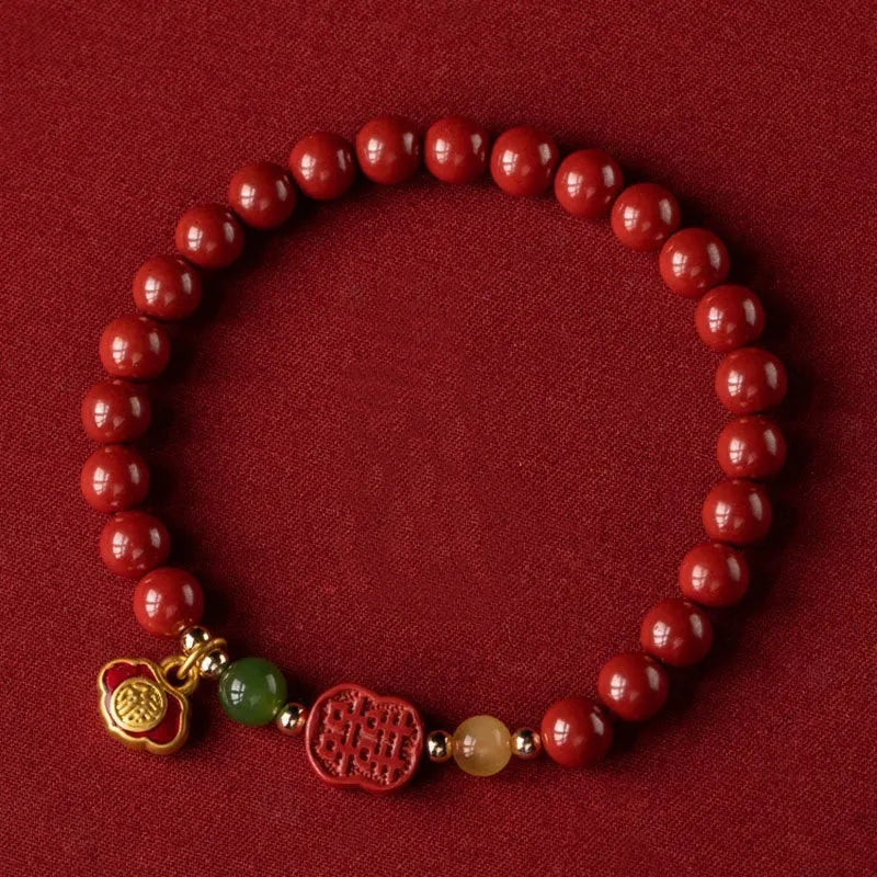 Emperor Sandstone bracelet with fu character charm in 6mm or 8mm bead sizes