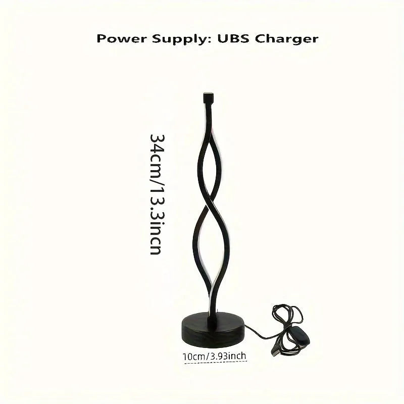 Black aluminium USB desk lamp with button control for three colour dimmable lighting.
