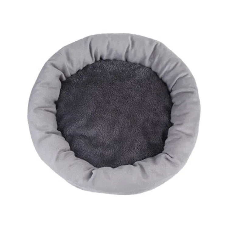 PP cotton filled dog bed in light grey or pink colours with five size options for dogs