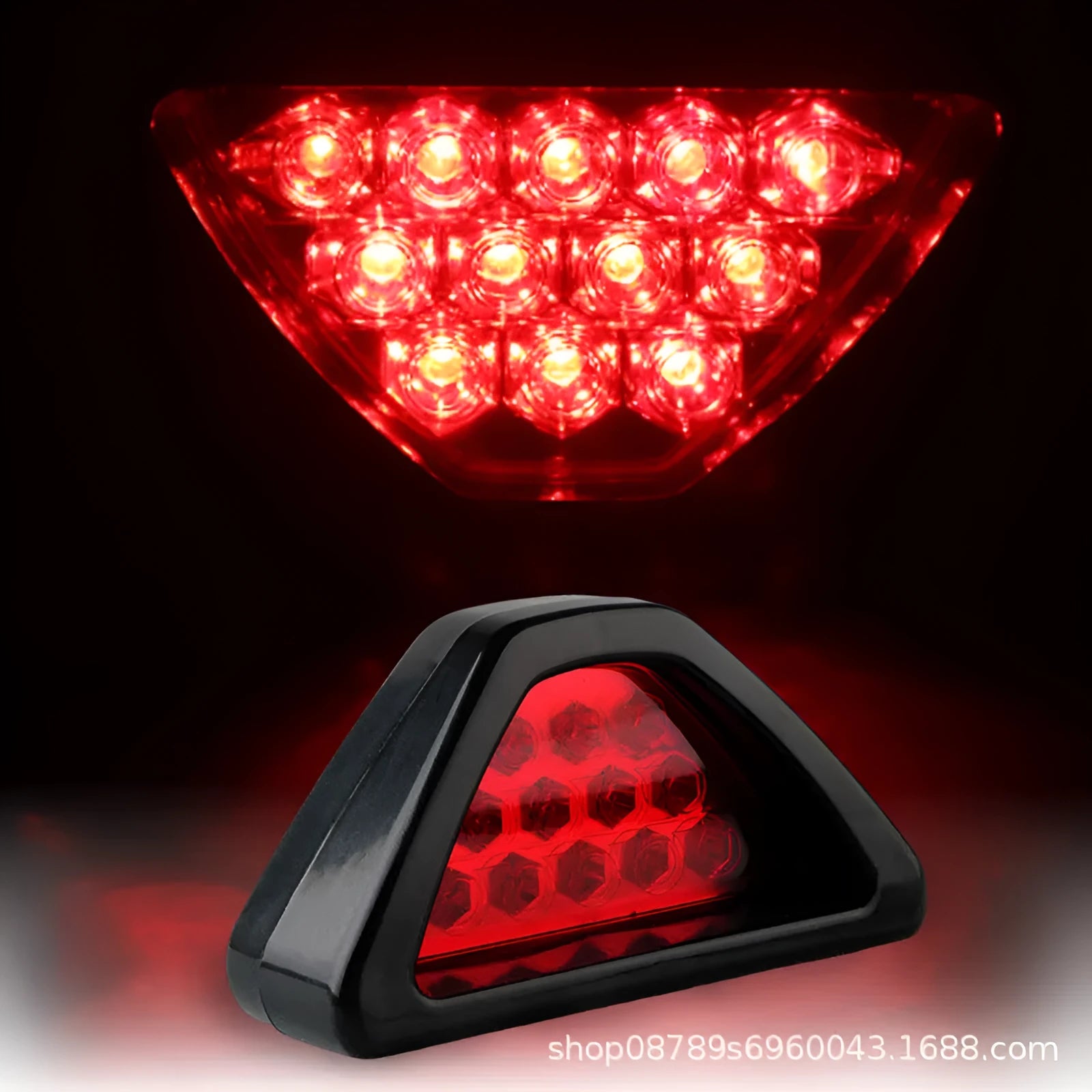 Universal LED triangle brake warning light for vehicles with colour options