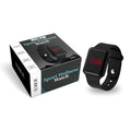 Sport wellness watch with black silicone gel strap on a wrist, fitness tracker for daily activity
