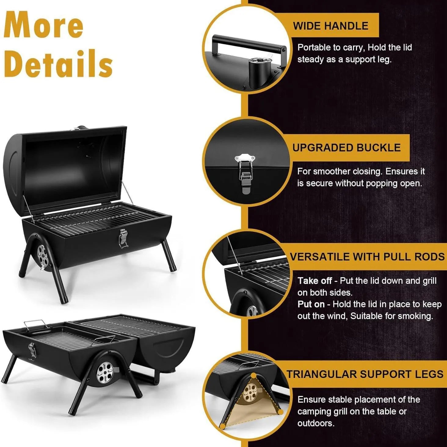 Small folding desktop charcoal barbecue grill stove for portable smoking and grilling.