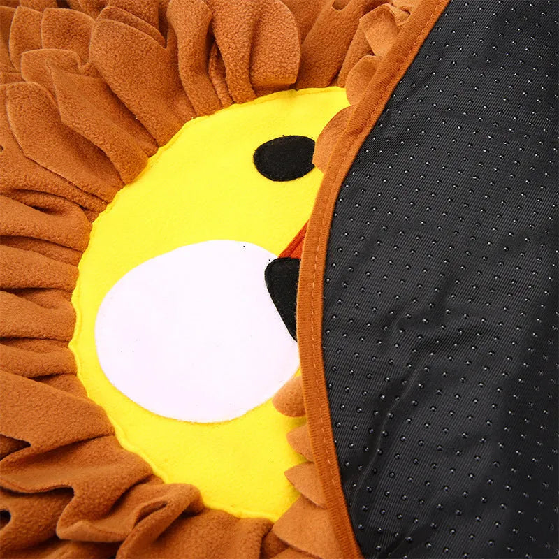 Brown Lion Sniffing Pad pet enrichment mat measuring 33cm long with a textured surface for hiding treats.