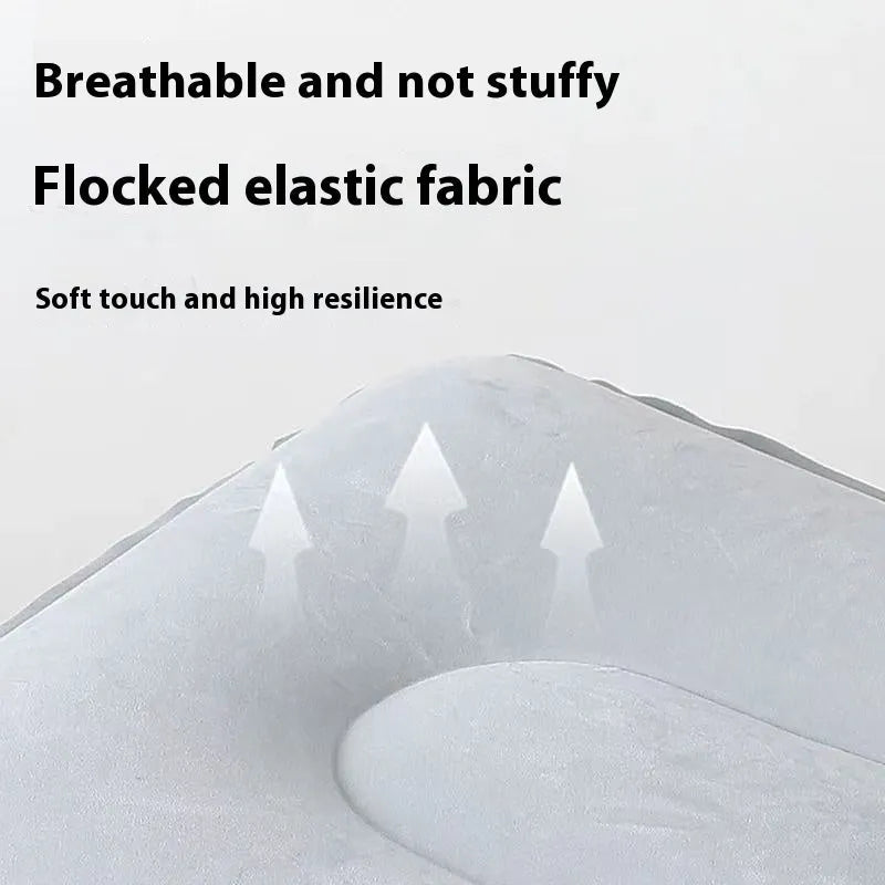 Press inflatable portable folding seat cushion with flocking material for height increase