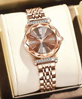 Women's round quartz watch with stainless steel strap and 30mm dial, blue colour option