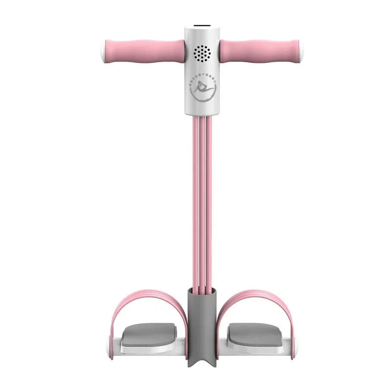 Blue portable intelligent foot pedal pull device with bold tubes, made of ABS plastic for home fitness.