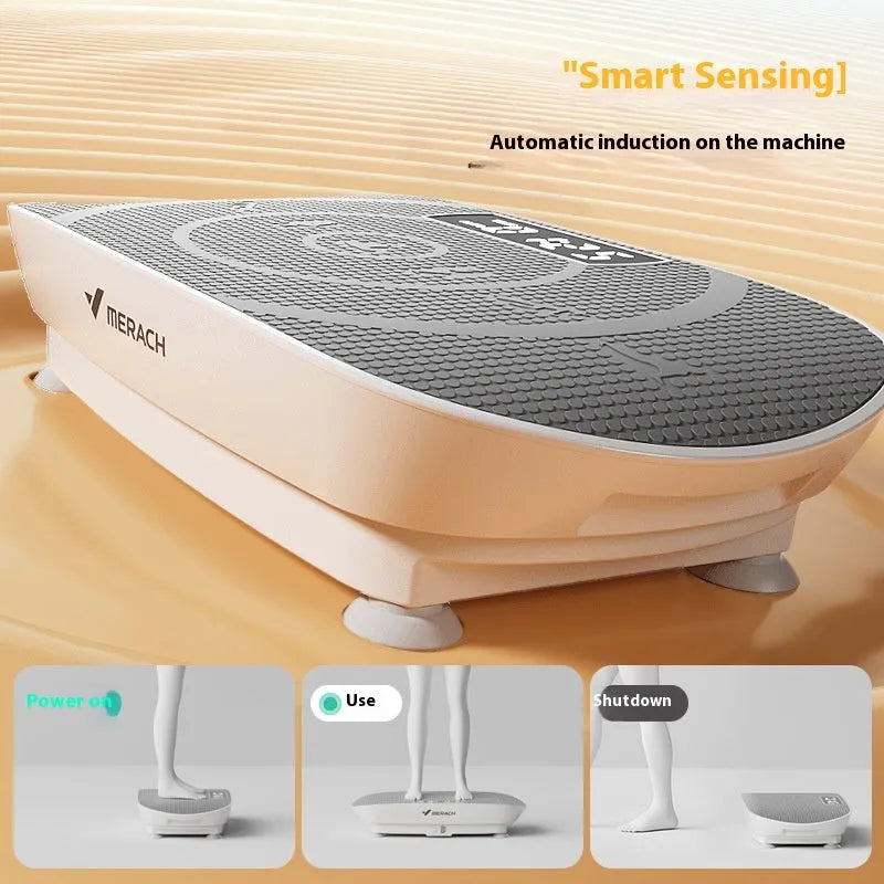 Grey and pink Power Plate fitness platform with Bluetooth connectivity and 300kg load capacity for home exercise
