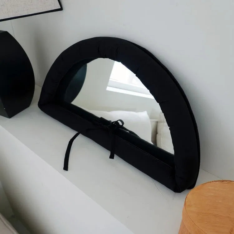 Soft cotton-filled fabric mirror panel in sapphire blue colour, 23x40x5cm