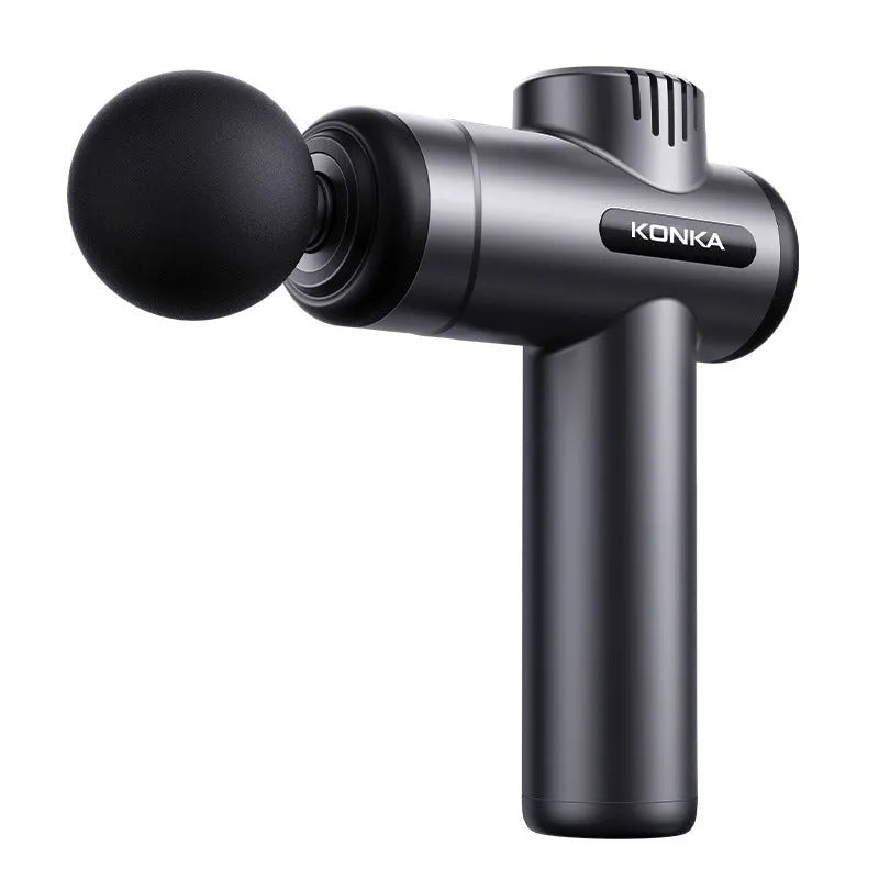 Konka professional electric massage gun with multiple attachment heads in grey colour