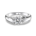 Silver round ring with glossy electroplated finish on display