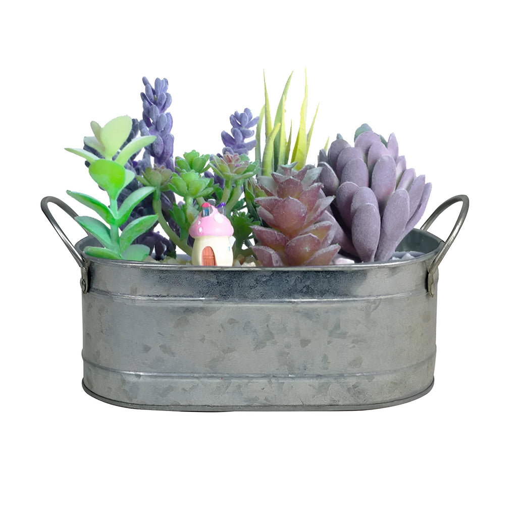 Iron sheet desktop succulent flower pot with corrosion-resistant metal finish