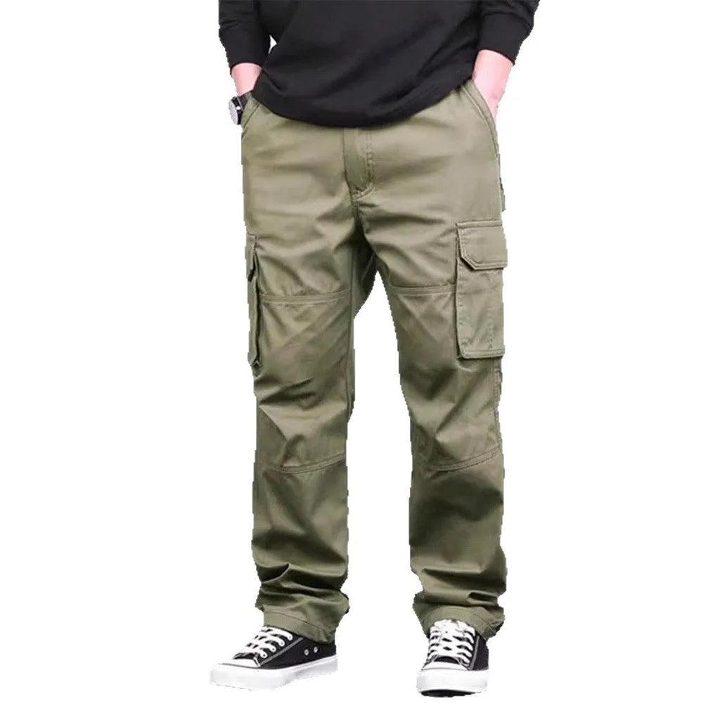 Women's high waist drawstring straight trousers in bamboo fibre blend, khaki colour, full-length view