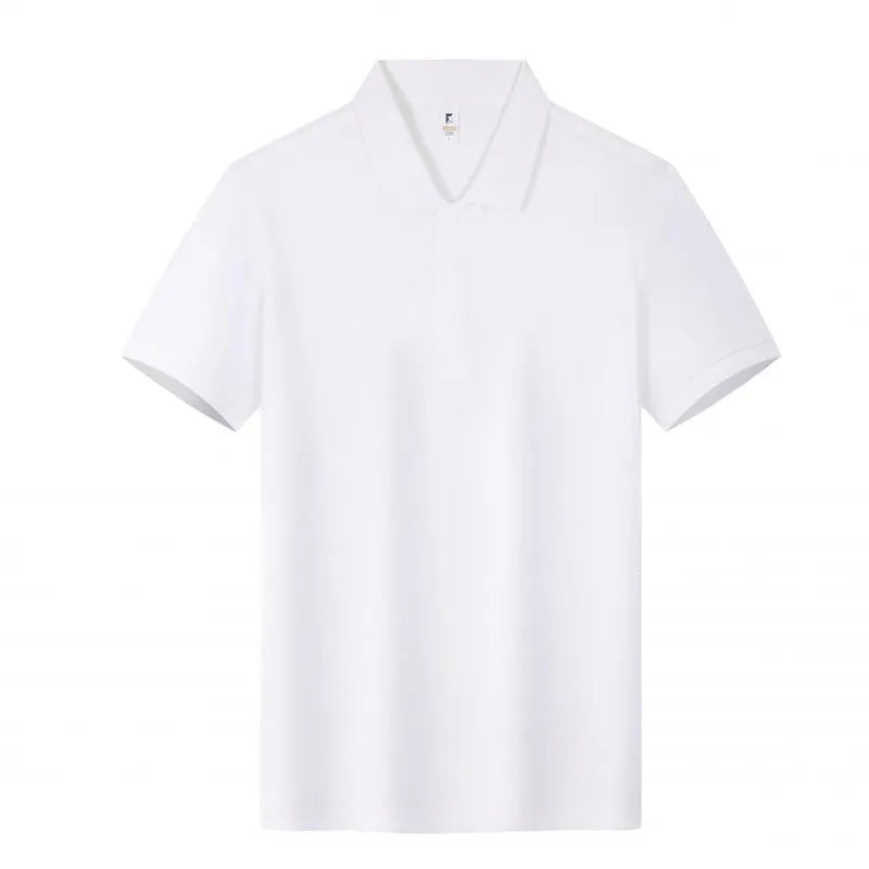 Short sleeve lapel work polo shirt in cotton with loose fit, shown in beige colour with collar detail