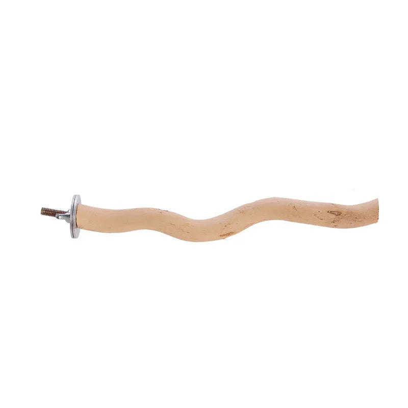 Pet Parrot Solid Wood Bird Stand Toy in natural wood finish, 20cm perch for small bird