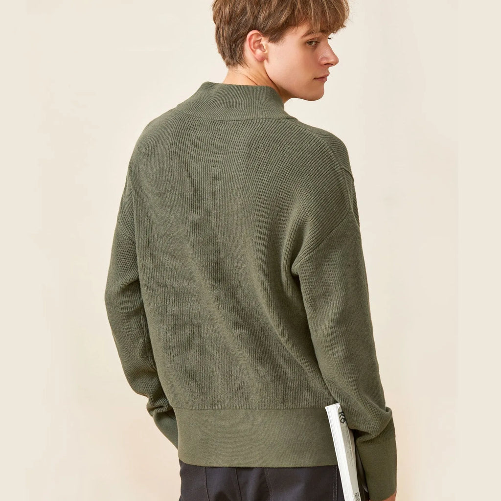 Men's loose fit long sleeve round neck cotton sweater available in grey