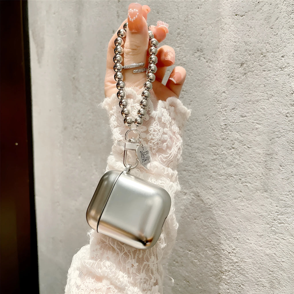 Matte plating AirPods protective case with electroplated bracelet-style details on TPU material