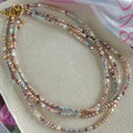 Purple gold U-shaped bracelet with natural silver pearls and matching necklace