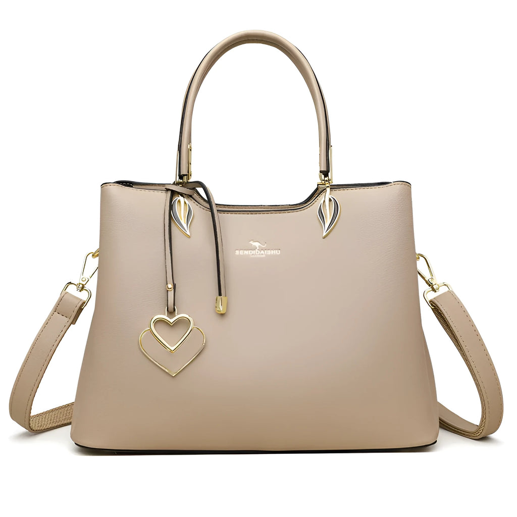 Women's PU leather messenger bag with multi-layer compartments in urban simplicity style