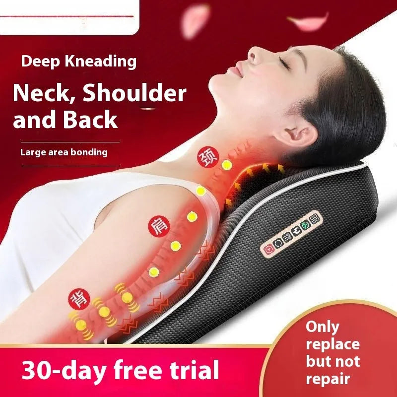 Intelligent multifunctional massage pillow with remote control, hot compress, Argy wormwood and vibration options