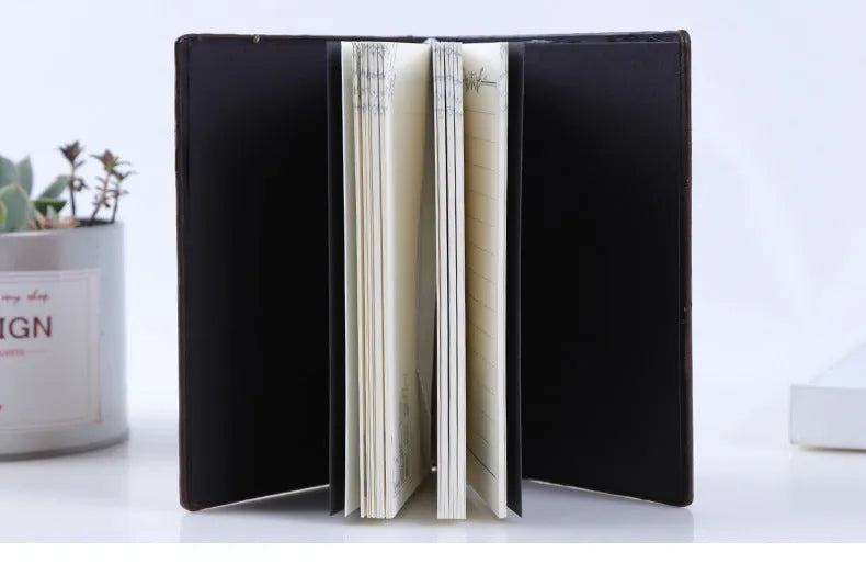 European-style embossed retro notebook with PU cover, three-dimensional relief craft, and brushed bronze highlights
