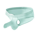 Men's low waist briefs underwear in Ice Silk fabric, showing colour options black, grey, light green, pink, and purple blue.