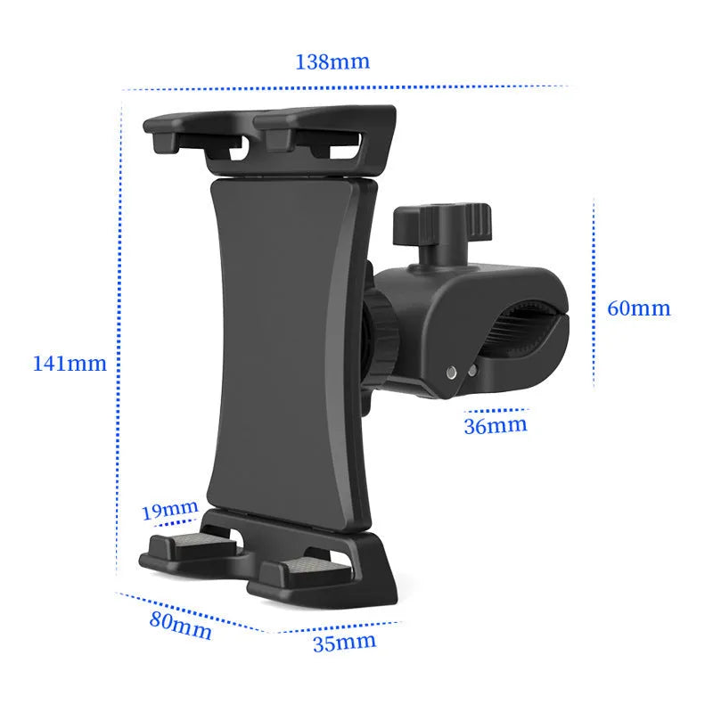 Black ABS plastic bicycle handlebar phone bracket for mobile phones and tablets during cycling